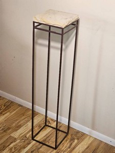 Contemporary Travertine Top Plant Stand