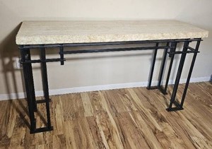 Italian Travertine Stone Console Sofa Table