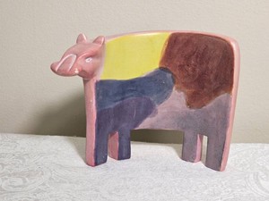 Handcrafted Folk Art Ceramic Pig Sculpture