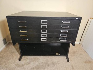 Vintage Safco Five Drawer Flat File Blueprint Cabinet