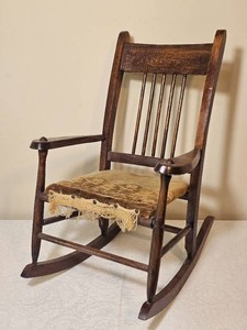 Antique Childs Arts & Crafts Wooden Rocking Chair