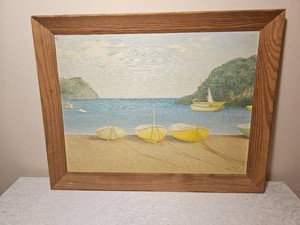 Signed Coastal Harbor Original Painting