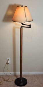 Wood & Metal Swing Arm Floor Lamp