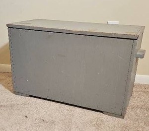 Vintage Gray Painted Wood Storage Trunk