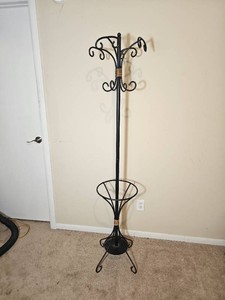 Decorative Black Metal Hall Tree with Umbrella Stand
