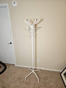 Vintage White Metal Standing Coat Rack