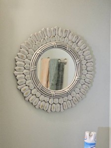 Decorative White Sunburst Wall Mirror