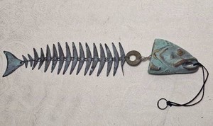 Brutalist Style Metal Fish Skeleton Wall Sculpture
