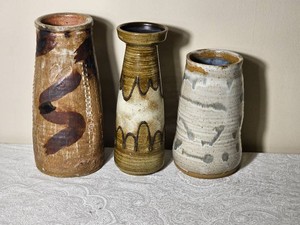 Studio Art Pottery Vase Trio