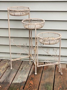 Three Tier Wrought Iron Garden Plant Stand