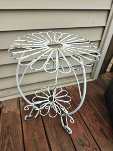 Vintage Daisy Wrought Iron Plant Stand