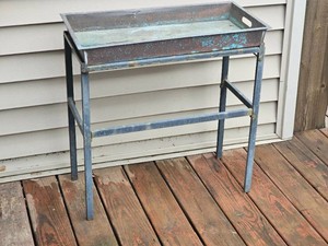 Industrial Metal Garden Work Table with Removable Tray