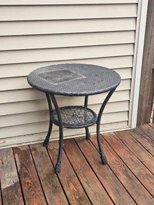 Black Woven Outdoor Patio Side Table