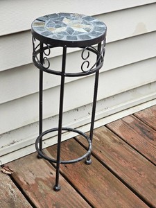 Mosaic Stone Top Wrought Iron Plant Stand