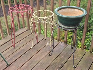 Decorative Metal Garden Plant Stands with Ceramic Planter