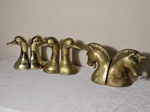 Vintage Brass Duck & Unicorn Bookend Collection