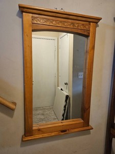 Rustic Carved Wood Wall Mirror