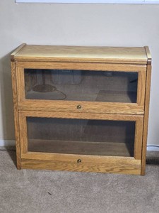 Vintage Oak Two Section Barrister Style Bookcase