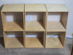 Modular Birch Plywood Cube Storage Shelf Set of Six