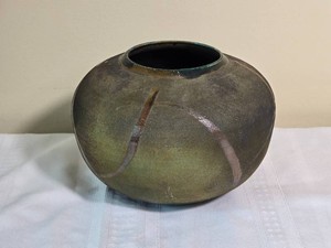 Signed Modernist Studio Pottery Vessel with Earth Tone Glaze