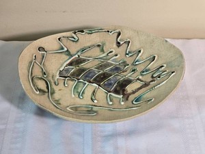 Signed Sculptural Studio Pottery Footed Serving Tray