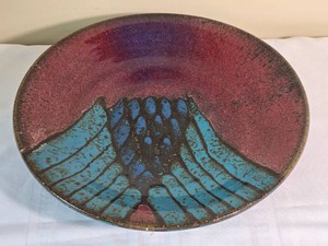 Signed Modernist Studio Pottery Abstract Landscape Bowl