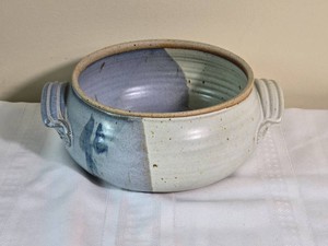 Signed Studio Pottery Double Handled Serving Bowl