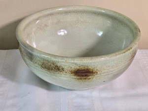 Signed Celadon Crackle Glaze Studio Pottery Bowl