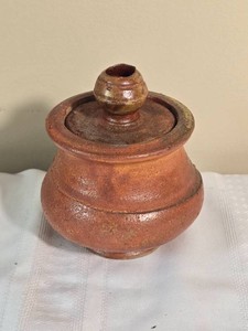 Handcrafted Rust Glaze Studio Pottery Lidded Vessel