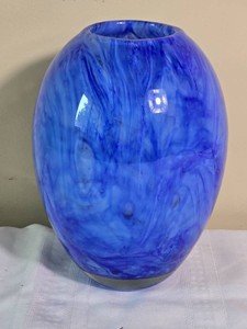 Swirled Cobalt Blue Studio Art Glass Vase