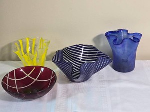 Colorful Contemporary Art Glass Bowl & Vase Collection