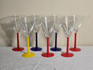 Colorful Modern Martini Glass Stemware Set of Seven