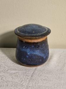 Signed Cobalt Blue Studio Pottery Lidded Jar