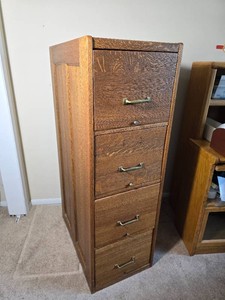 Antique Oak Four Drawer Filing Cabinet