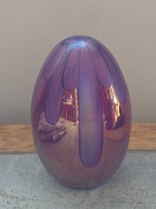Purple Art Glass Egg Sculpture