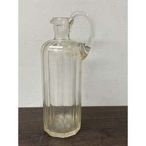 Clear Cut Glass Decanter with Handle, 11 in