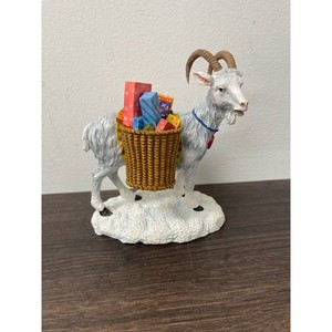 White Resin Goat Figurine with Gift Baskets