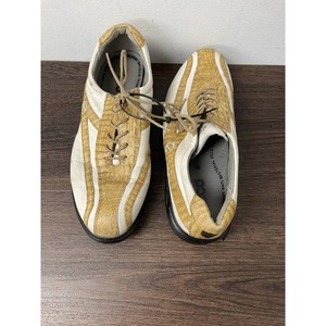 ECCO Tan White Leather Golf Shoes Size 40 Spiked Pair
