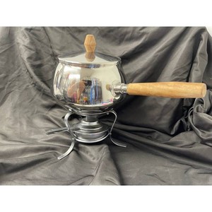 Stainless Steel Fondue Pot Set with Wood Handle, 4 Pieces