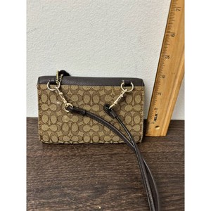 Coach Brown Canvas Leather Signature Mini Crossbody Bag