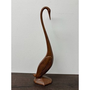 Carved Brown Wood Swan Sculpture � Signed Arnels