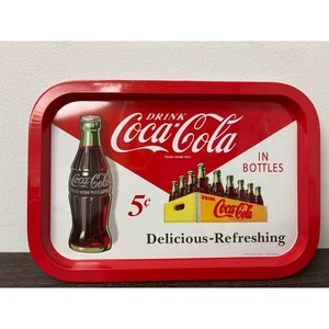 Coca-Cola Red Metal Serving Tray Vintage Bottle Sign