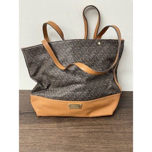 Jones New York Brown Monogram Tote Bag with Long Straps