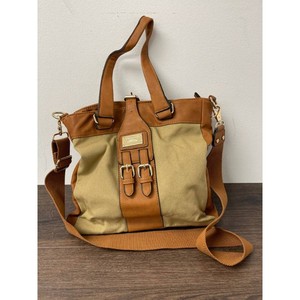 Coco  Carmen Tan Canvas Leather Tote Bag with Strap