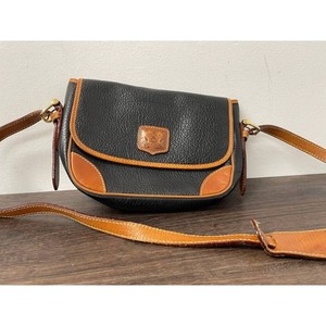 Black Brown Leather Crossbody Bag with Tan Trim
