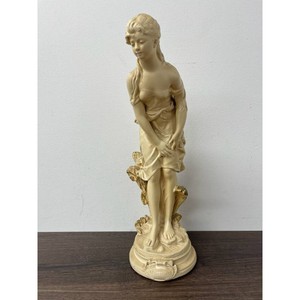 Cream Resin Victorian Lady Figurine Statue on Base
