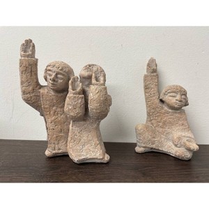 Tan Stoneware Figurative Sculpture Pair � 2 Pieces