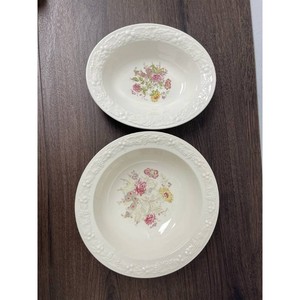 Greenlee White Ceramic Floral Oval Serving Bowl