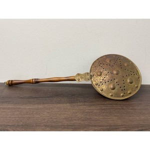 Copper Brass Handheld Bed Warmer with Wooden Handle