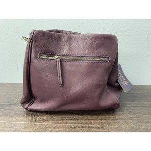 American Purple Leather Shoulder Bag with Zip Pocket